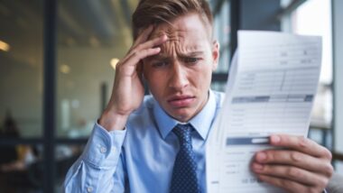 Un salarié préoccupé examine sa fiche de paie.