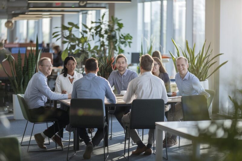 Groupe diversifi&eacute; d'employ&eacute;s en r&eacute;union de travail
